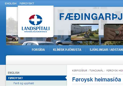 Föroysk heimasíða á vef Landspítala