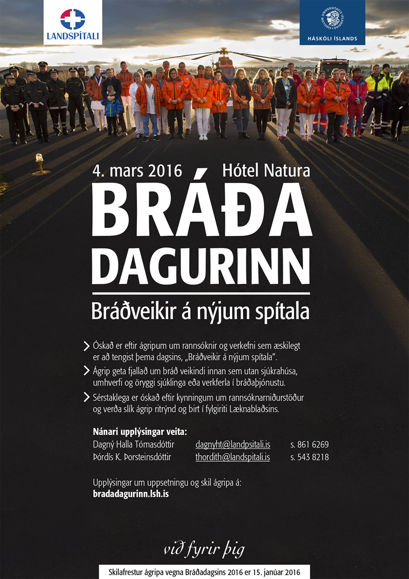 Ágrip rannsókna vegna Bráðadagsins 2016 í síðasta lagi 15. janúar